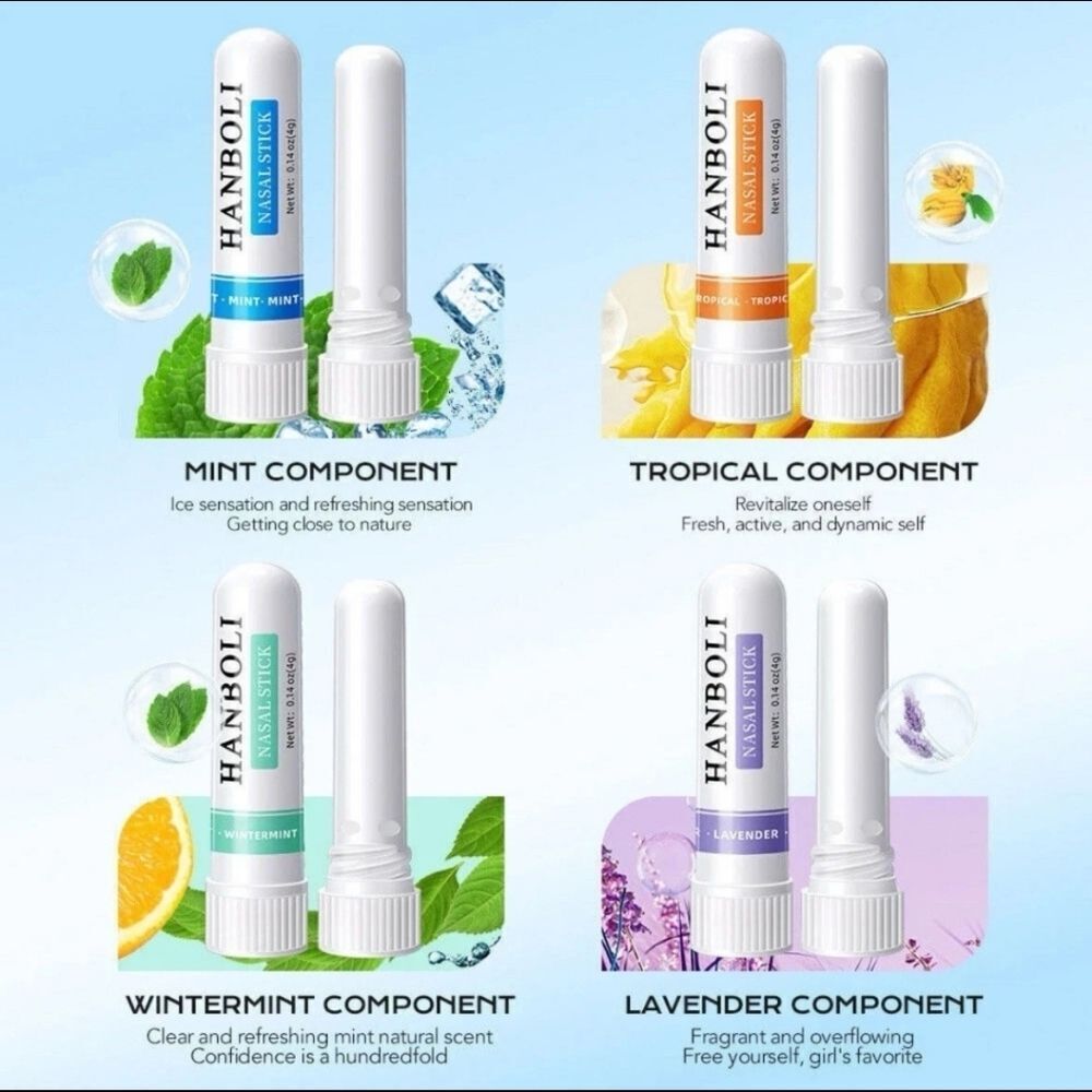 HANBOLI Nasal Stick 4 Pack•Breathe Like Never Before • 4 Scents • 100% Natural